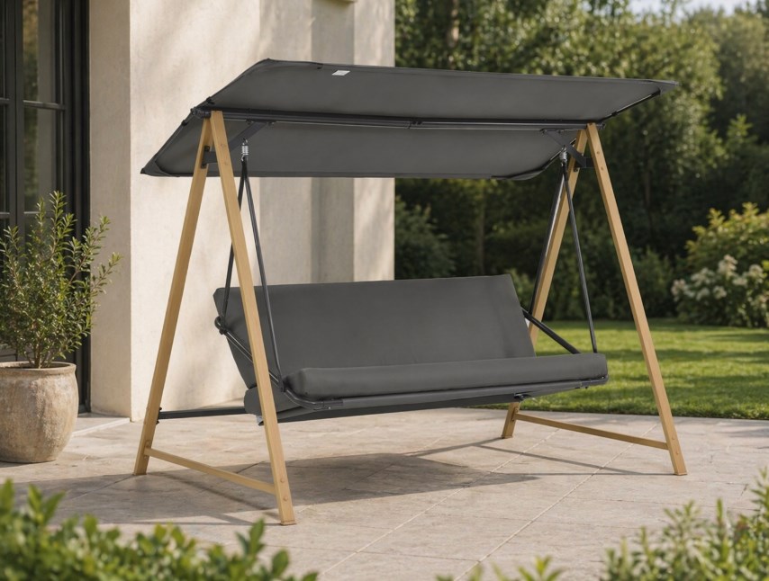 Huśtawka ogrodowa ALASKA 3 osobowa rozkładana z daszkiem